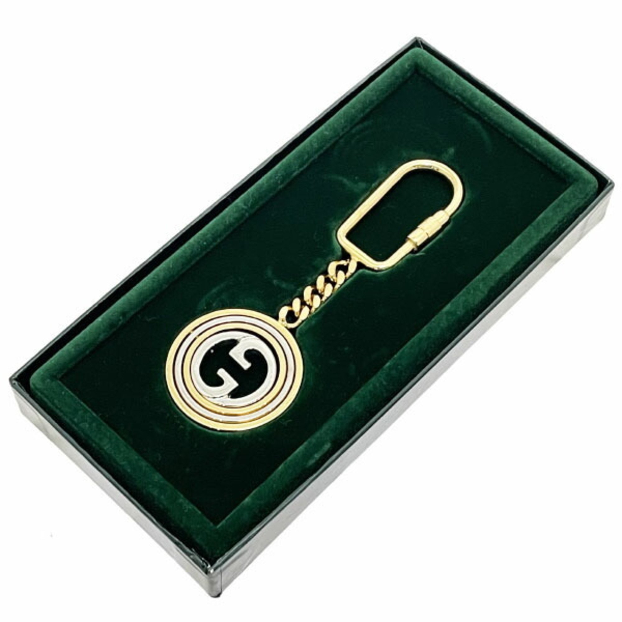 Gucci Keychain Double G Keyring Metal Gold Silver GUCCI GG Old Round Motif Key Hook Bag Charm TRN-13837