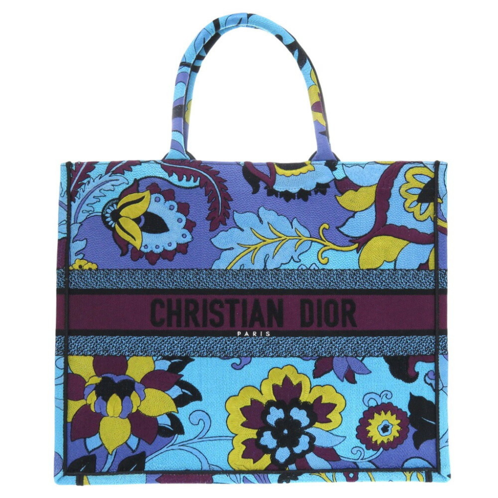 Christian Dior Book Tote Large Bag Canvas Blue 0385Christian