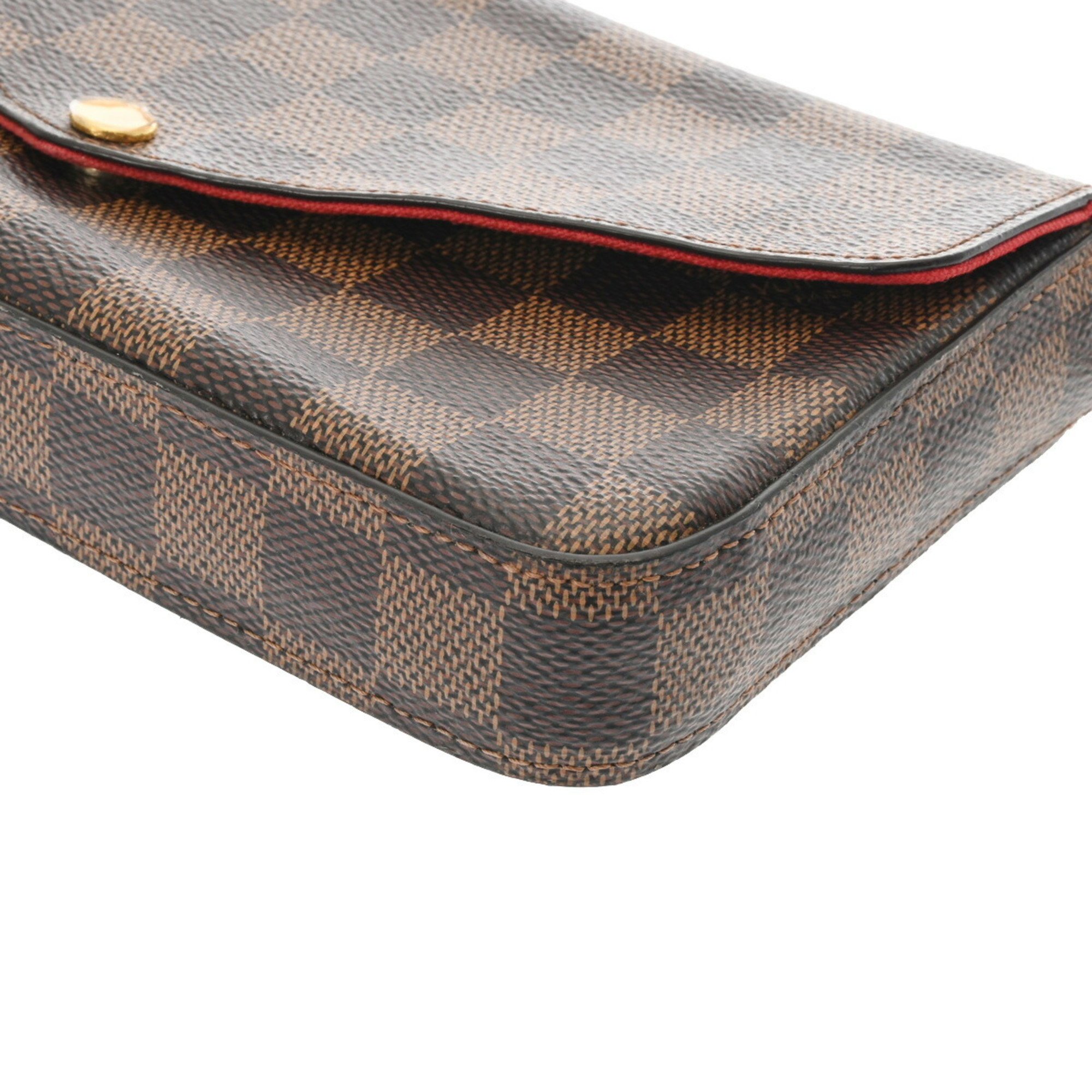 LOUIS VUITTON Damier Pochette Felicie Chain Wallet N63032 Women's Canvas Shoulder Bag