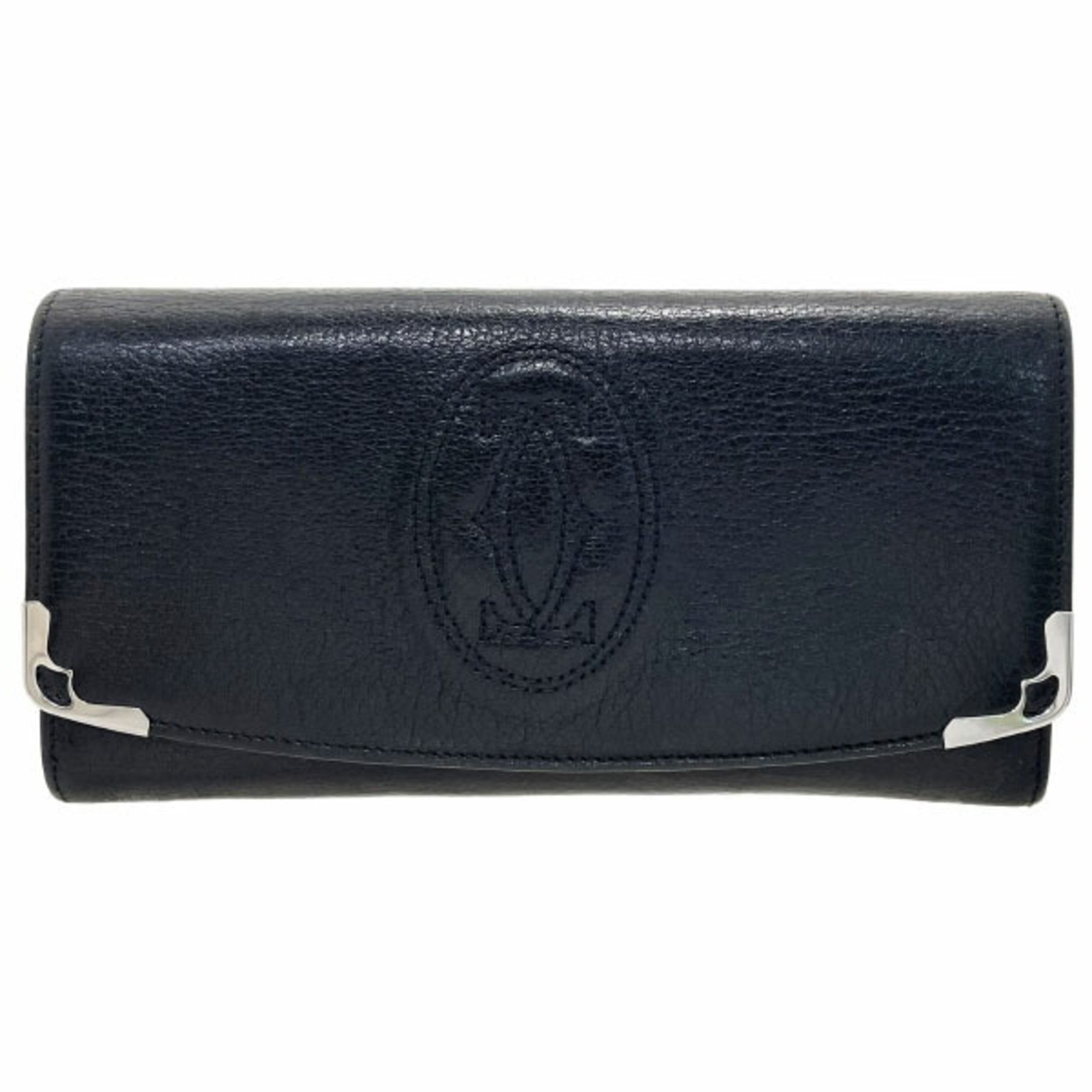 Cartier Long Wallet Marcello de Calf Leather Black L3001295 2C Stitch NN-13964