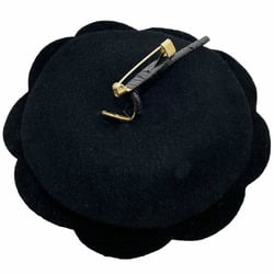 CHANEL Brooch Camellia Corsage Felt Black Flower Pin - Women's KK-13907