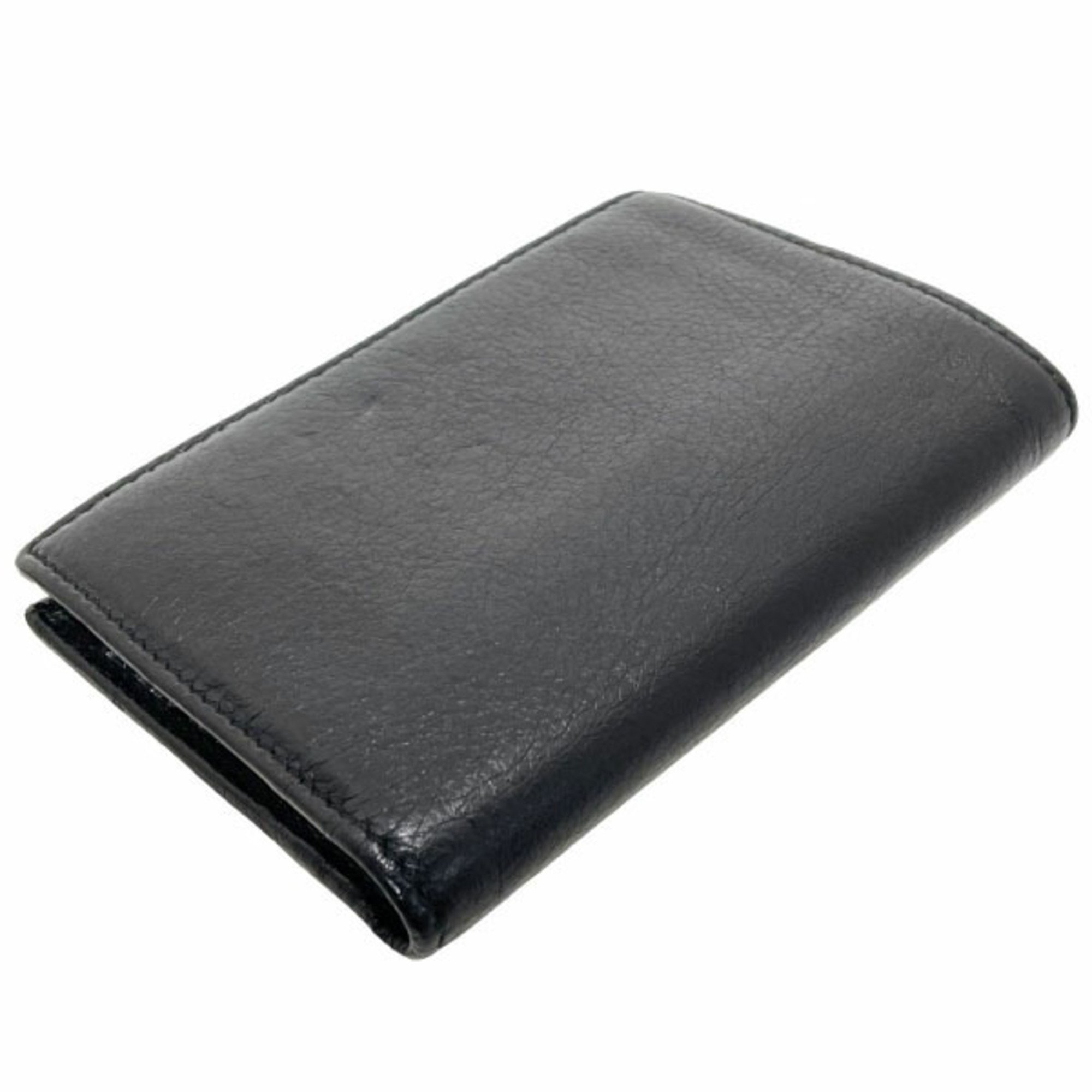 Gucci Crest Wallet Leather Black 203608 GUCCI Card Case Holder Bi-fold Compact TS-13710