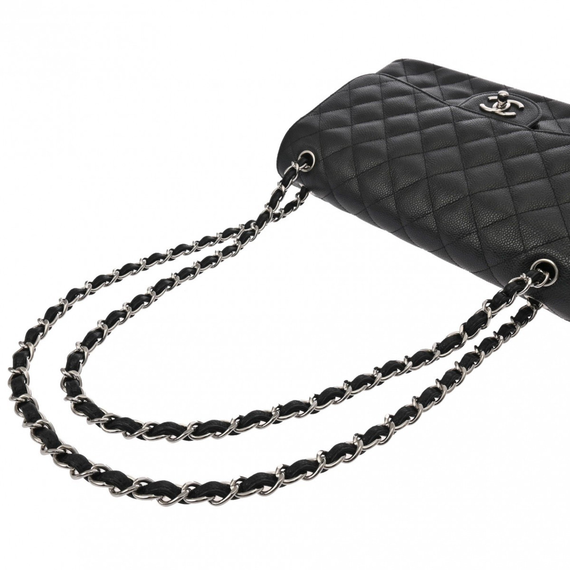 CHANEL Chanel Matelasse Chain Shoulder Double Flap 30cm Black A58600 Women's Caviar Skin Bag