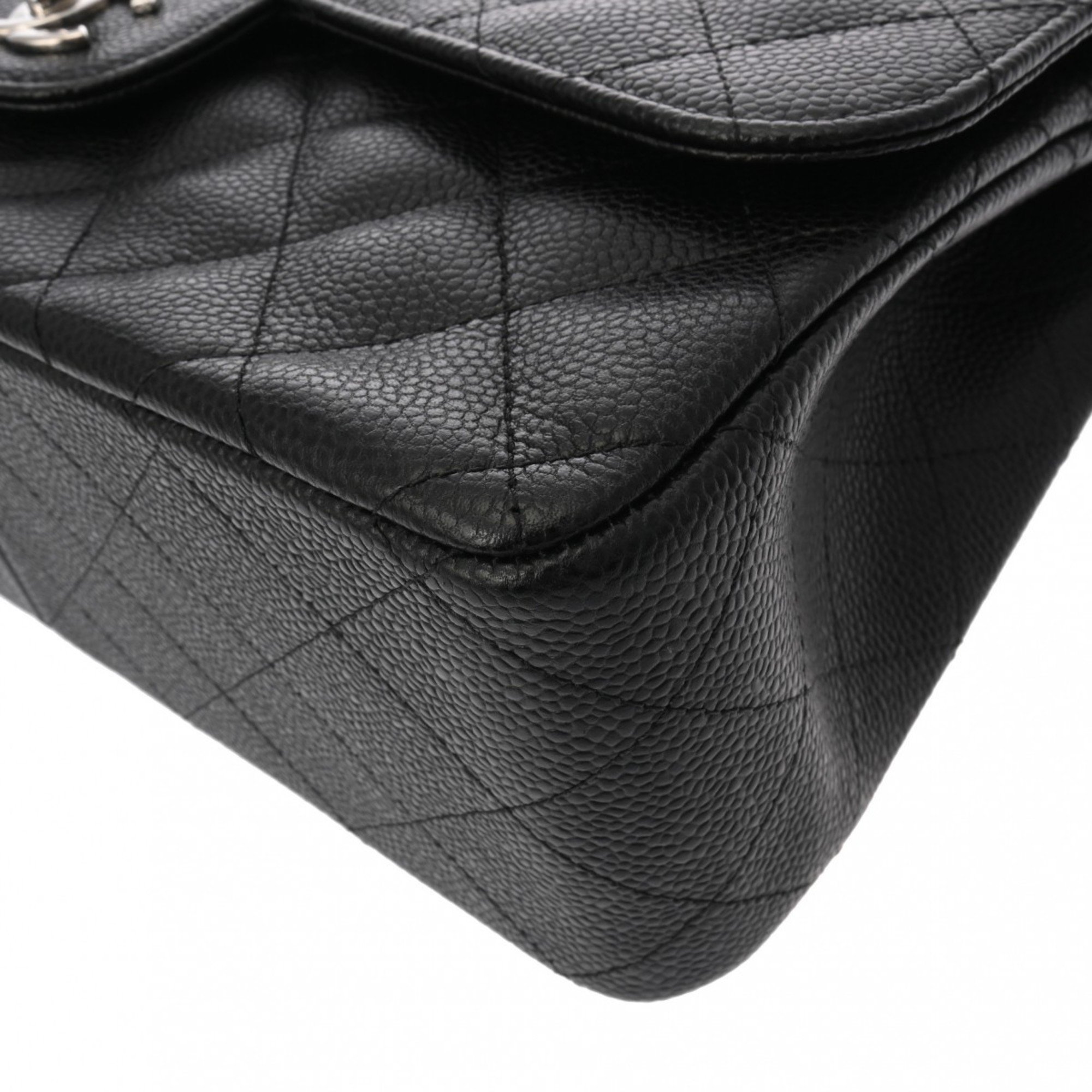 CHANEL Chanel Matelasse Chain Shoulder Double Flap 30cm Black A58600 Women's Caviar Skin Bag