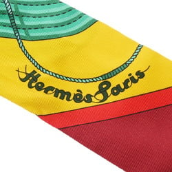 HERMES Twilly CLIC CLAC MODERN New Tag Red/Multicolor Women's 100% Silk Scarf Muffler