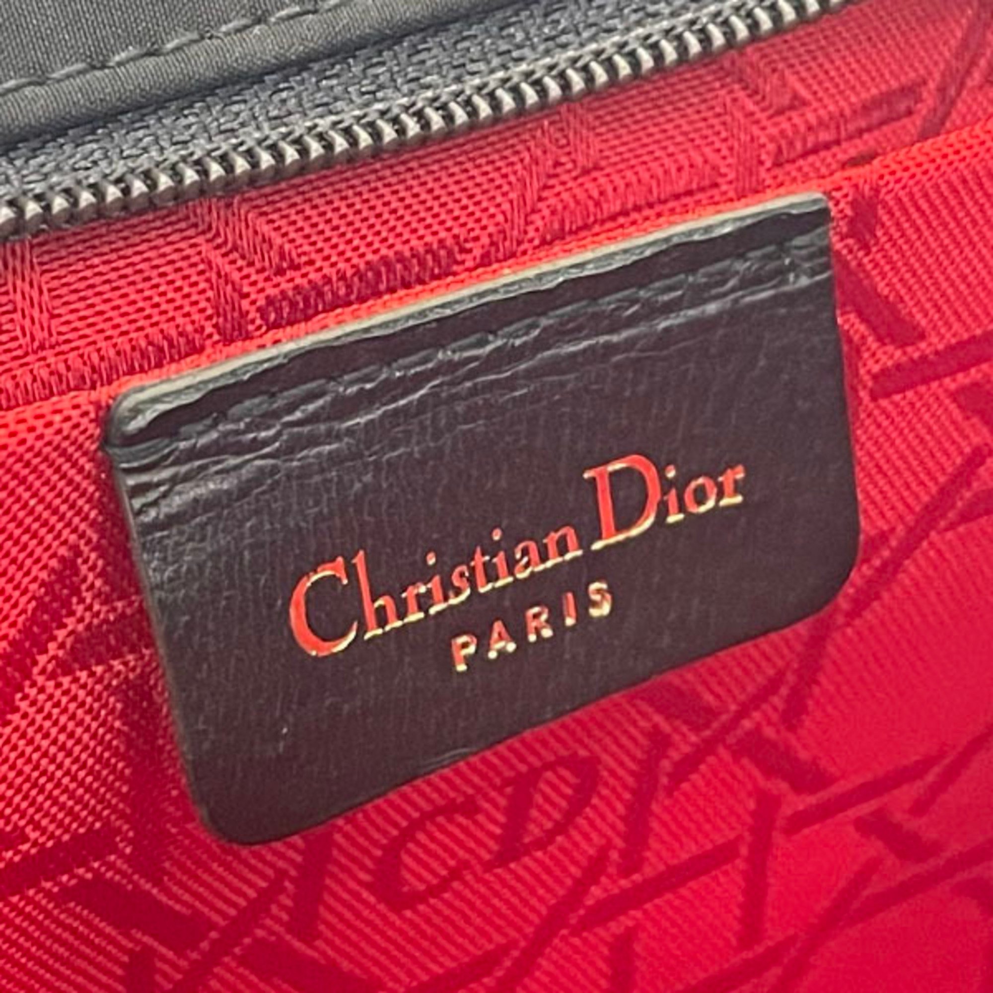 Christian Dior Pouch Cannage Nylon Black Stitch Tick C.Dior HH-13876