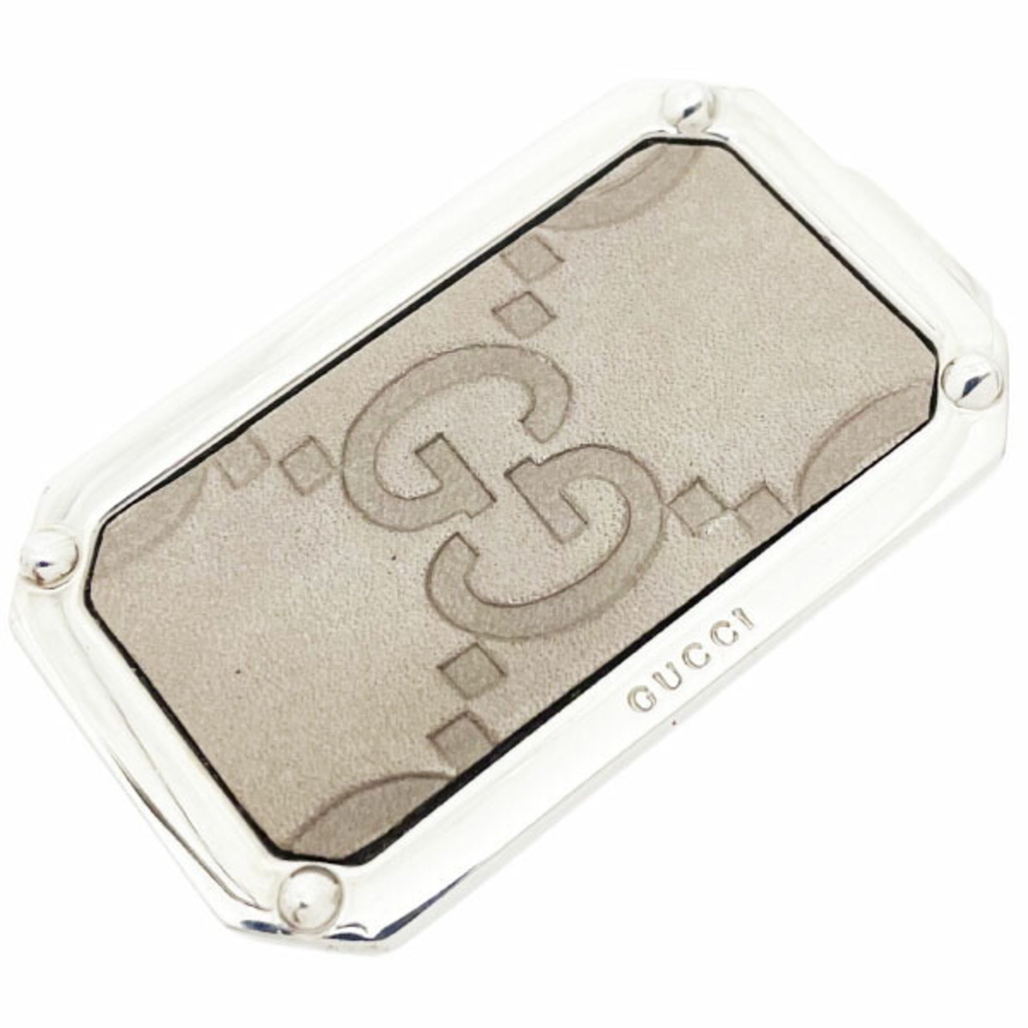 Gucci Money Clip Shima Line Bill Leather Greige GUCCI GG Double G Men's TRN-13836