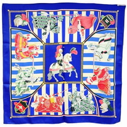 Hermes Scarf Muffler Carre 90 Silk Blue Multicolor HELMES CHOCS EN PLUMES Feather Clash Knight Large Stole Shawl Bandana Women's YW-13705