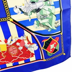 Hermes Scarf Muffler Carre 90 Silk Blue Multicolor HELMES CHOCS EN PLUMES Feather Clash Knight Large Stole Shawl Bandana Women's YW-13705