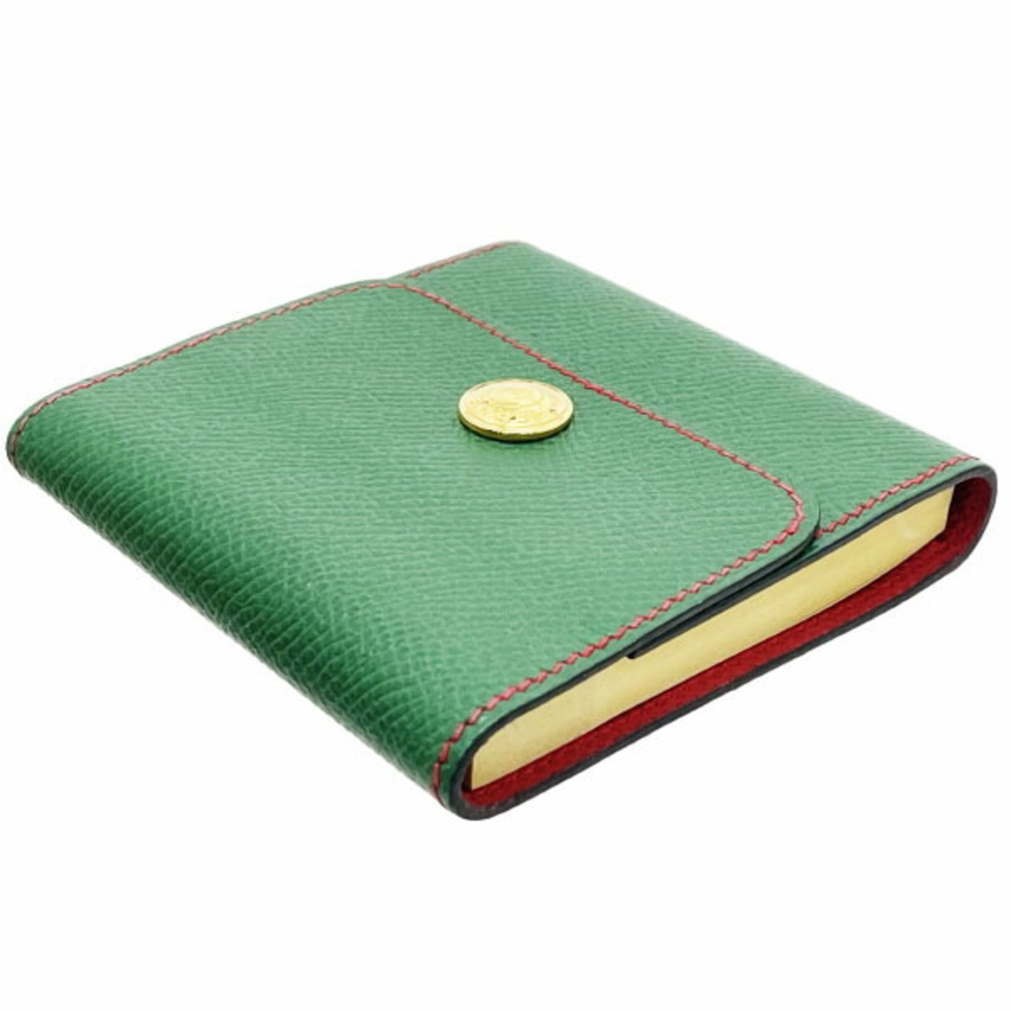 Hermes Sticky Note Case Arajif Post-it Leather Green HERMES Memo Cover HH-13982