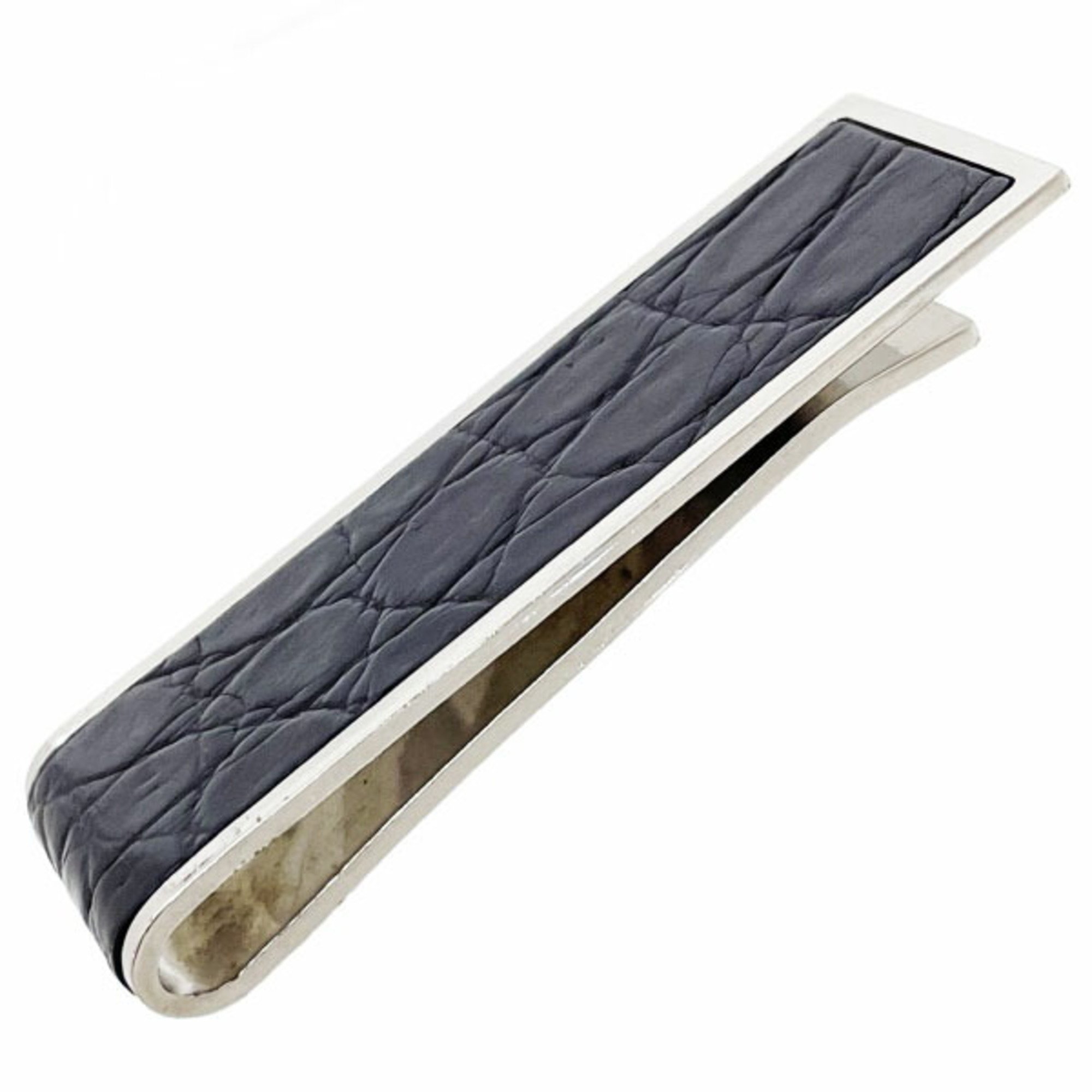 Gucci Money Clip Embossed Leather Metal Dark Brown Silver GUCCI Bill Men's NN-13849