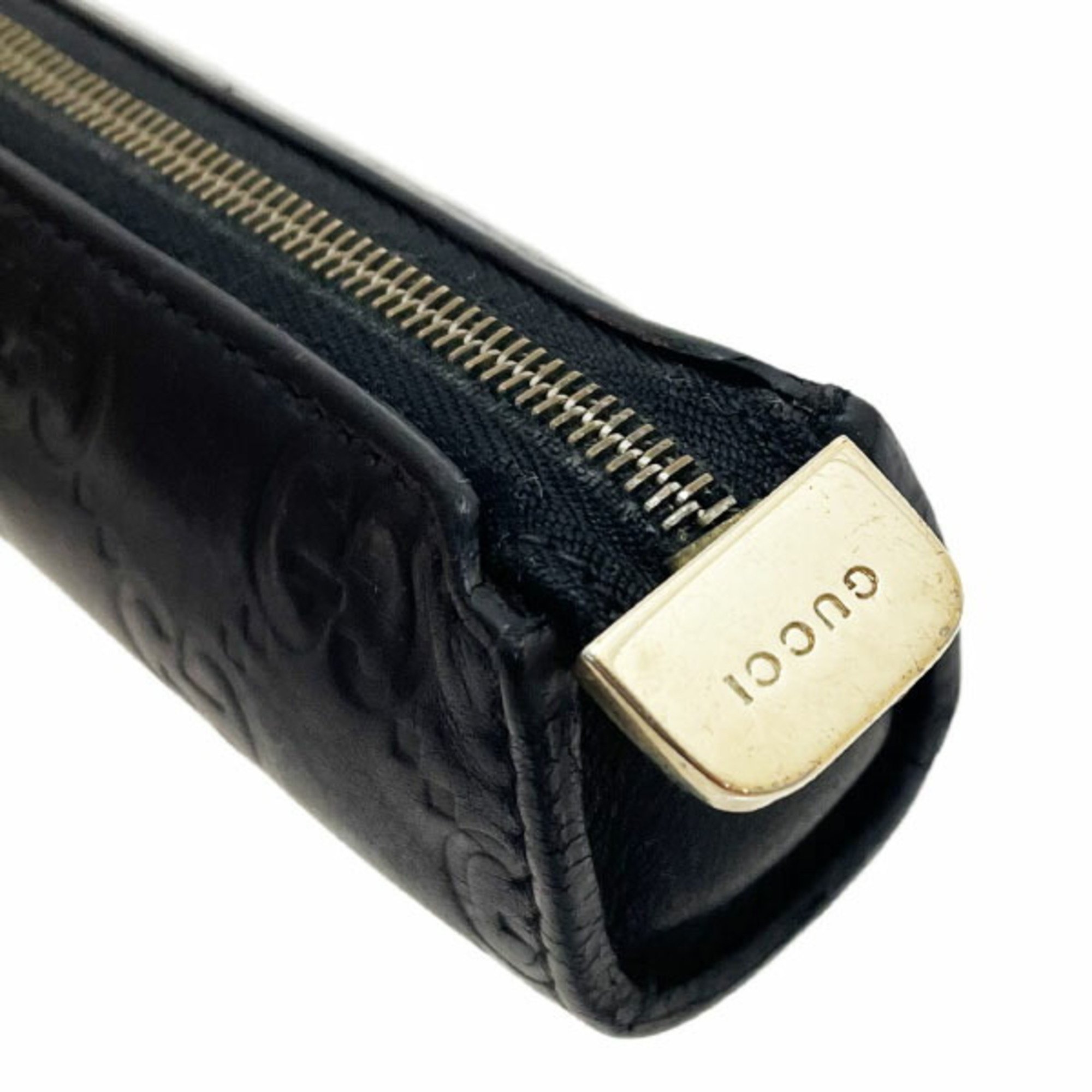 Gucci Pen Case Shima Line Pouch Leather Black 170780 GUCCI Guccissima MM-13833