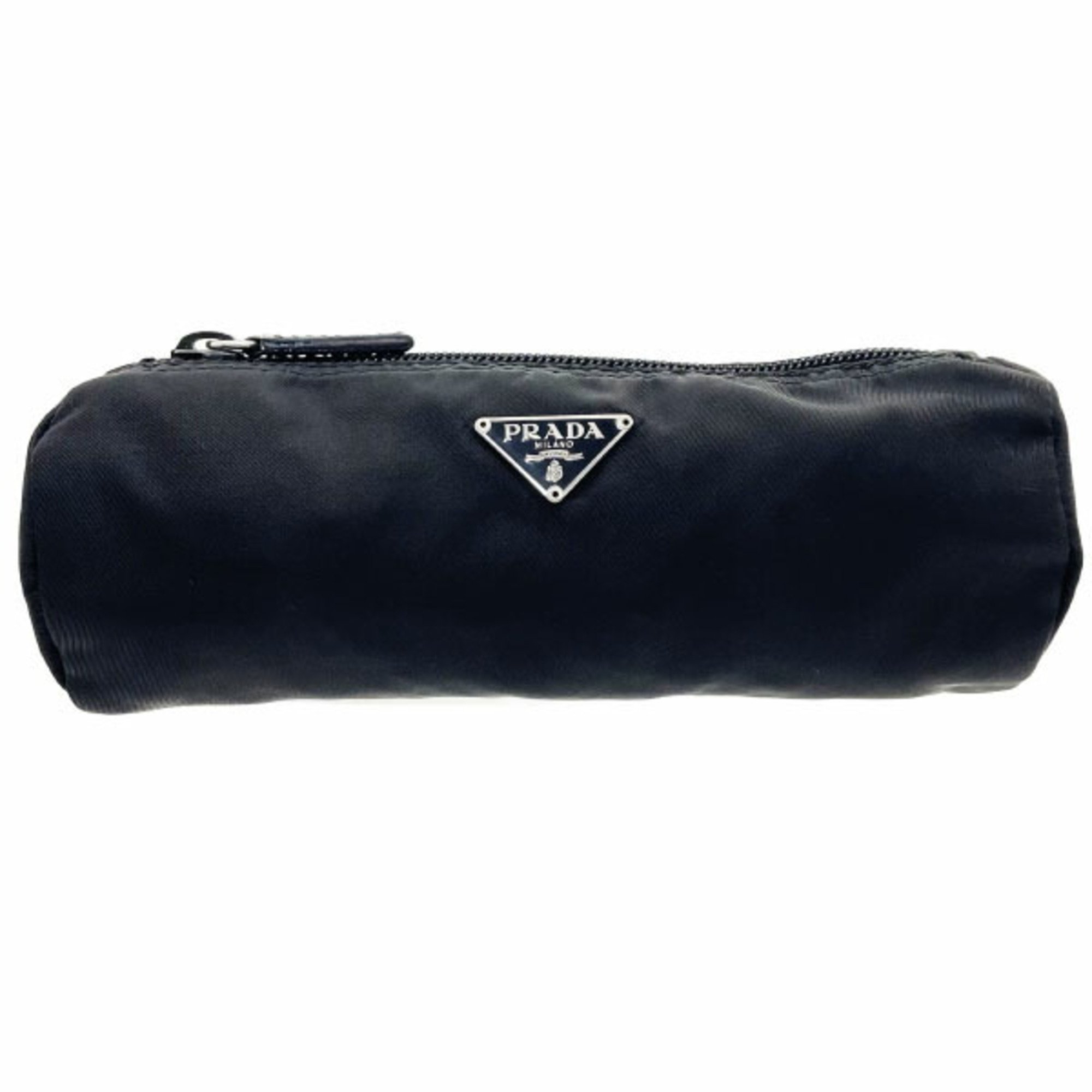 Prada Pouch Triangle Nylon Black PRADA Plate Barrel Tick Pen Case NERO TT-13983