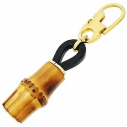 Gucci Key Holder Bamboo Hook Leather Natural Black GUCCI Ring Charm SS-13981