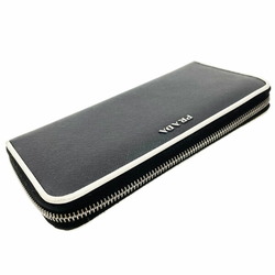 Prada Round Long Wallet Saffiano Leather Ivory White Black 1ML506 PRADA Bicolor SS-12463