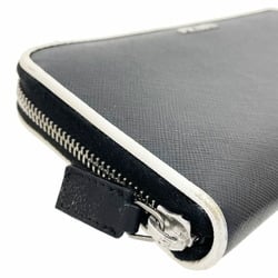 Prada Round Long Wallet Saffiano Leather Ivory White Black 1ML506 PRADA Bicolor SS-12463