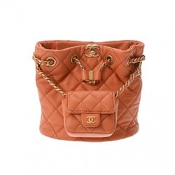 CHANEL Chanel Backpack Matelasse Orange Women's Leather Daypack