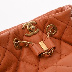 CHANEL Chanel Backpack Matelasse Orange Women's Leather Daypack