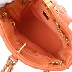 CHANEL Chanel Backpack Matelasse Orange Women's Leather Daypack