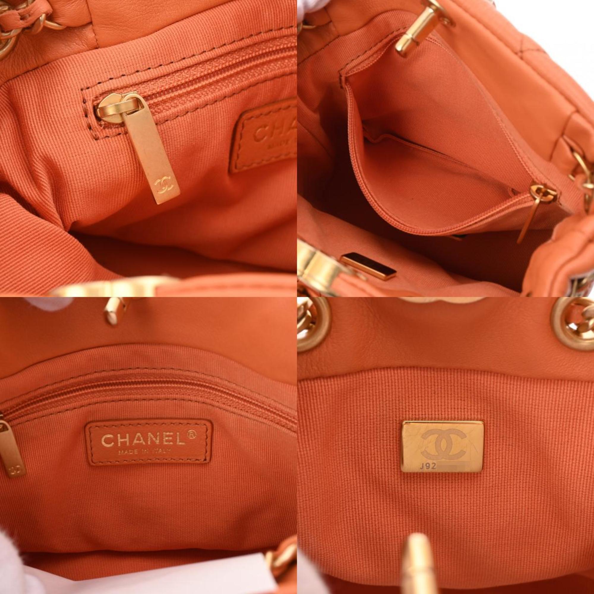 CHANEL Chanel Backpack Matelasse Orange Women's Leather Daypack