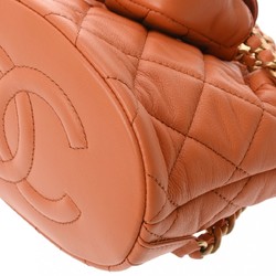 CHANEL Chanel Backpack Matelasse Orange Women's Leather Daypack