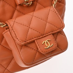 CHANEL Chanel Backpack Matelasse Orange Women's Leather Daypack