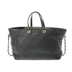 CHANEL Chanel Matelasse Chain Tote Bag Black AS0356 Women's Calfskin Handbag