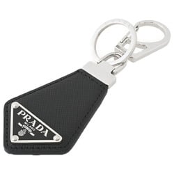 PRADA Saffiano Leather Key Ring Triangle Holder 2PP041 Metal Black E-156776