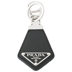 PRADA Saffiano Leather Key Ring Triangle Holder 2PP041 Metal Black E-156776