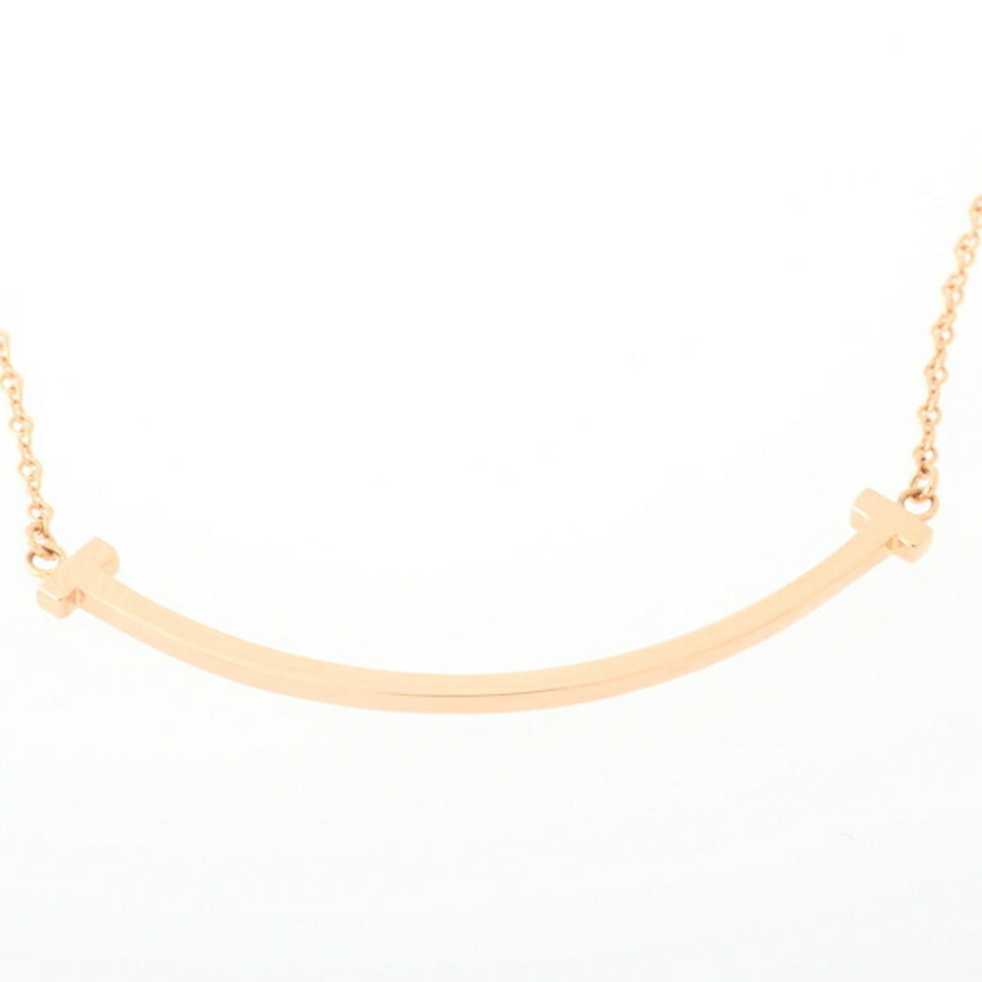 Tiffany T Smile Necklace Small K18PG 45.5cm E-156585