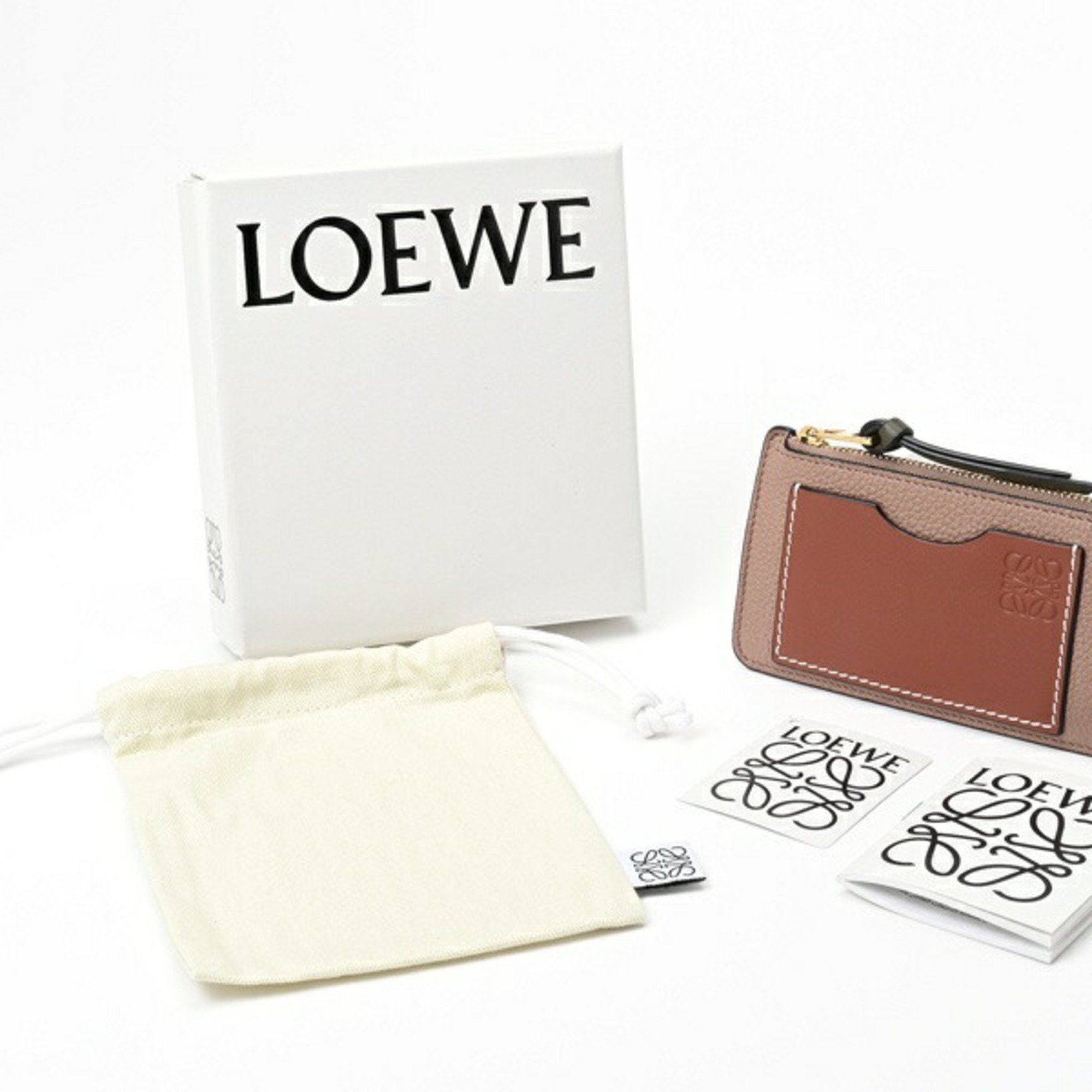 Loewe Coin Card Holder Case C660Z40X04 Pink Beige T-156821