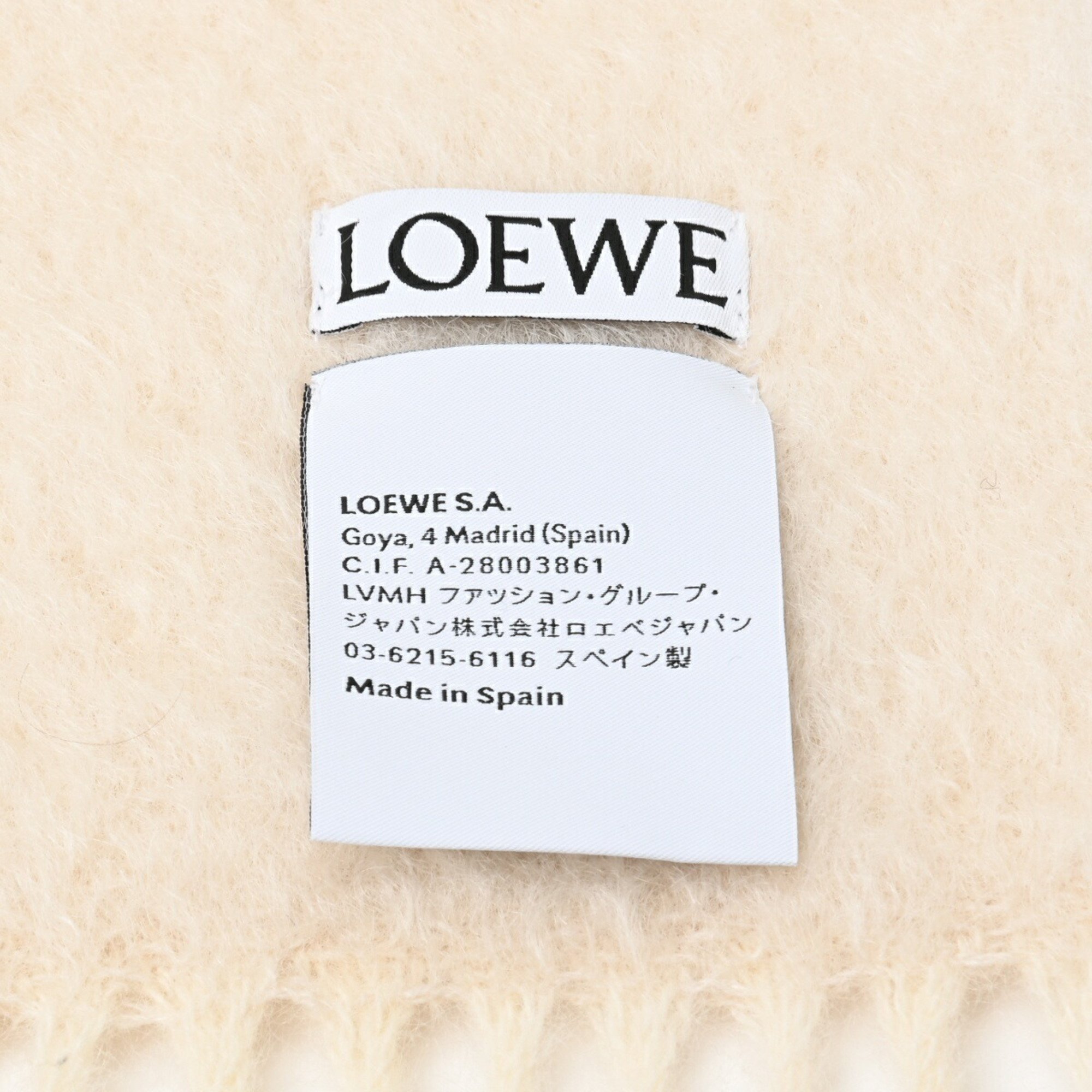 Loewe Anagram Scarf Muffler F655254X01 Mohair & Wool White S-154948