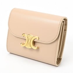 CELINE Triomphe Small Flap Wallet Tri-fold 10D78 Beige T-156820