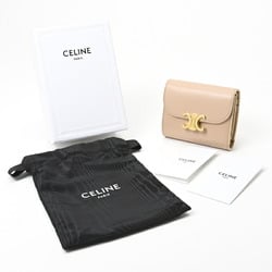 CELINE Triomphe Small Flap Wallet Tri-fold 10D78 Beige T-156820