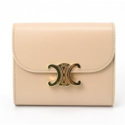 CELINE Triomphe Small Flap Wallet Tri-fold 10D78 Beige T-156820