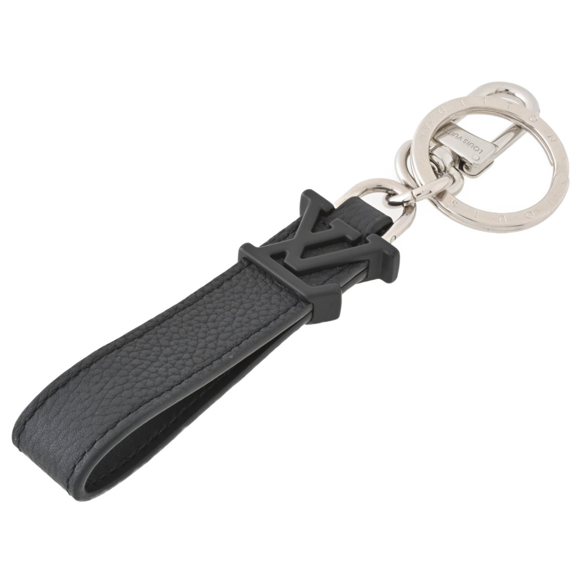 Louis Vuitton LOUIS VUITTON Keychain Dragonne Aerogram Keyring M01194 Leather Black S-156667