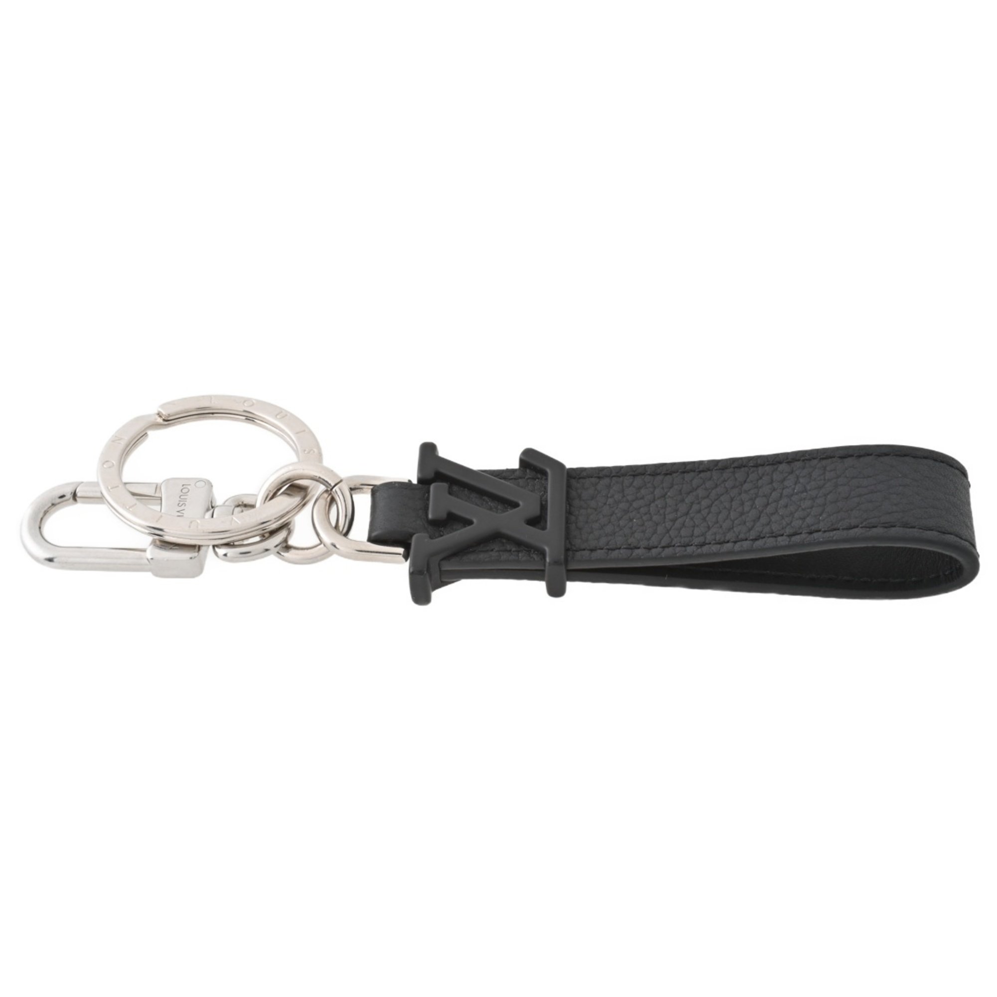 Louis Vuitton LOUIS VUITTON Keychain Dragonne Aerogram Keyring M01194 Leather Black S-156667