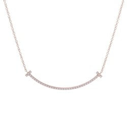 TIFFANY&Co. Tiffany T Smile Necklace Small Diamond Women's K18 Pink Gold