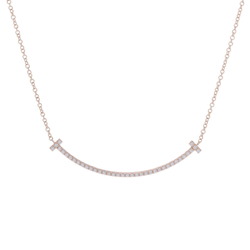 TIFFANY&Co. Tiffany T Smile Necklace Small Diamond Women's K18 Pink Gold