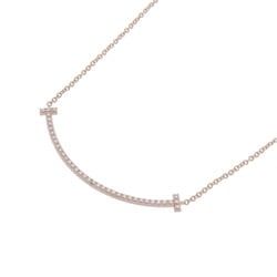 TIFFANY&Co. Tiffany T Smile Necklace Small Diamond Women's K18 Pink Gold