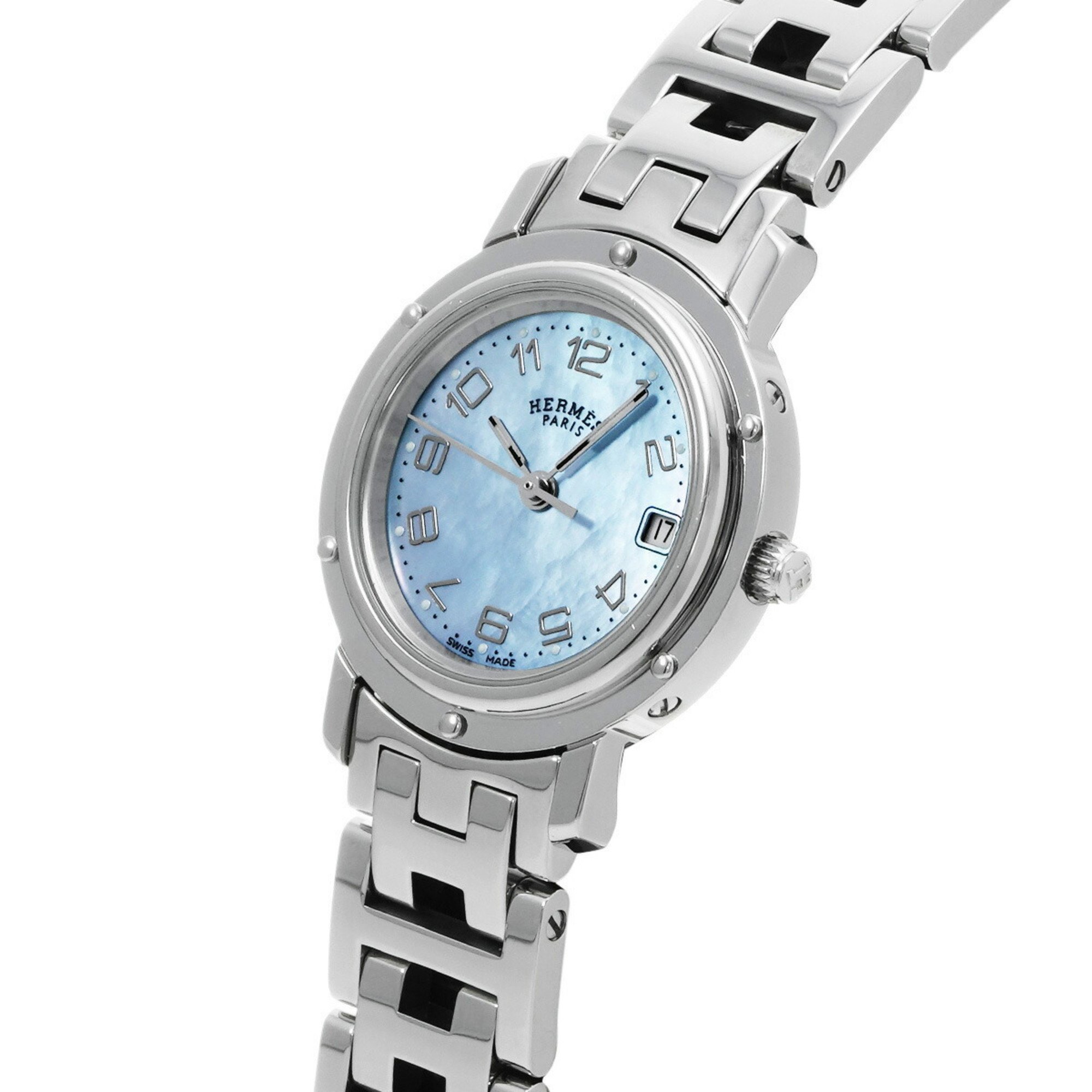 Hermes CL4.210 Blue Shell Ladies Watch Quartz