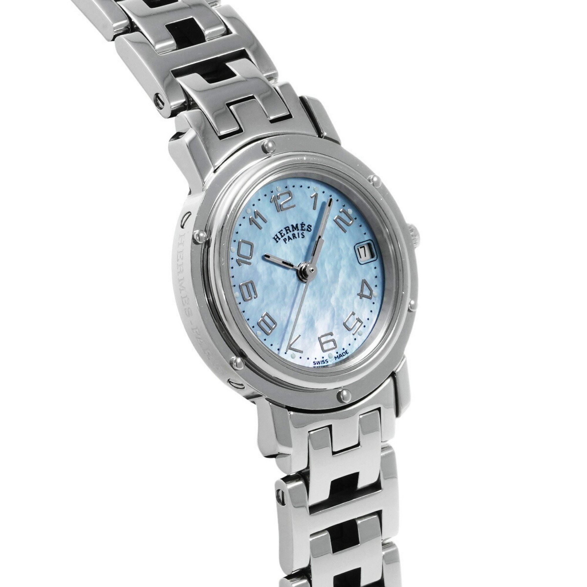 Hermes CL4.210 Blue Shell Ladies Watch Quartz