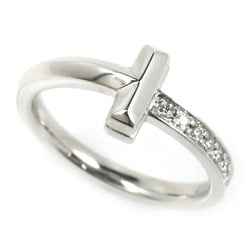 TIFFANY&Co. Tiffany K18WG White Gold T-One Diamond Ring 67795512 Size 9 3.9g Women's