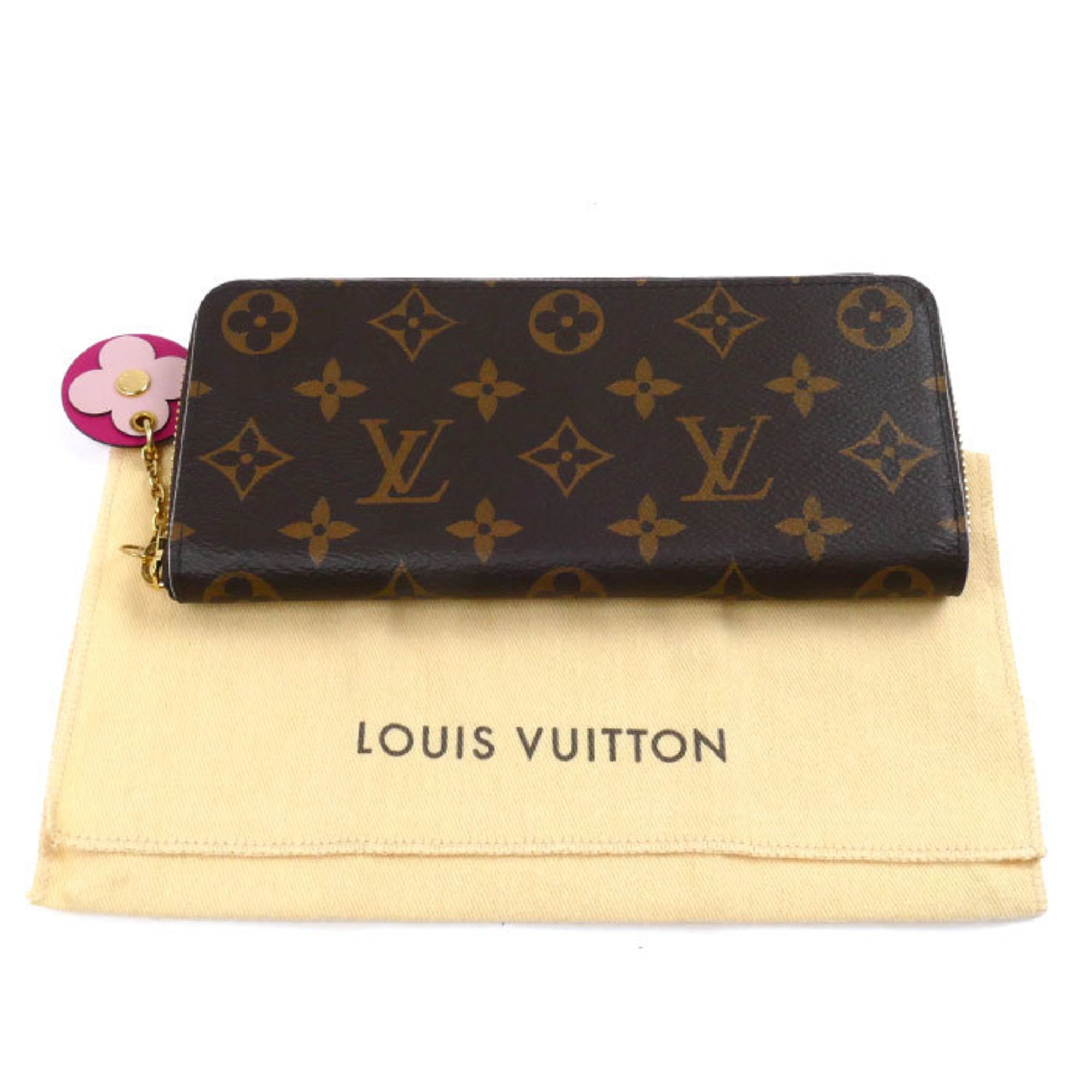 LOUIS VUITTON Louis Vuitton Portefeuille Clemence Long Wallet Round Monogram Brown M68314 Women's