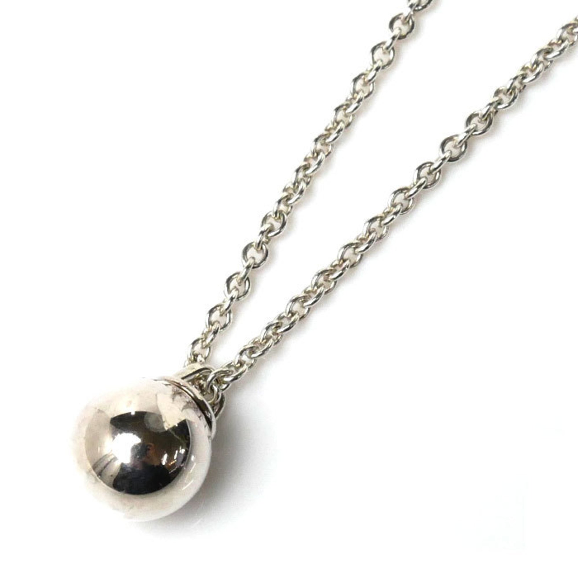 TIFFANY&Co. Tiffany Silver 925 Hardware Ball Pendant Necklace 3.7g 41/46cm Women's