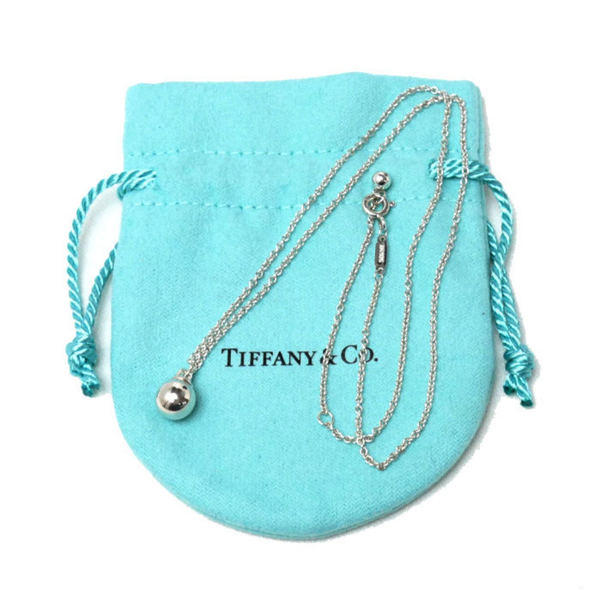 TIFFANY&Co. Tiffany Silver 925 Hardware Ball Pendant Necklace 3.7g 41/46cm Women's