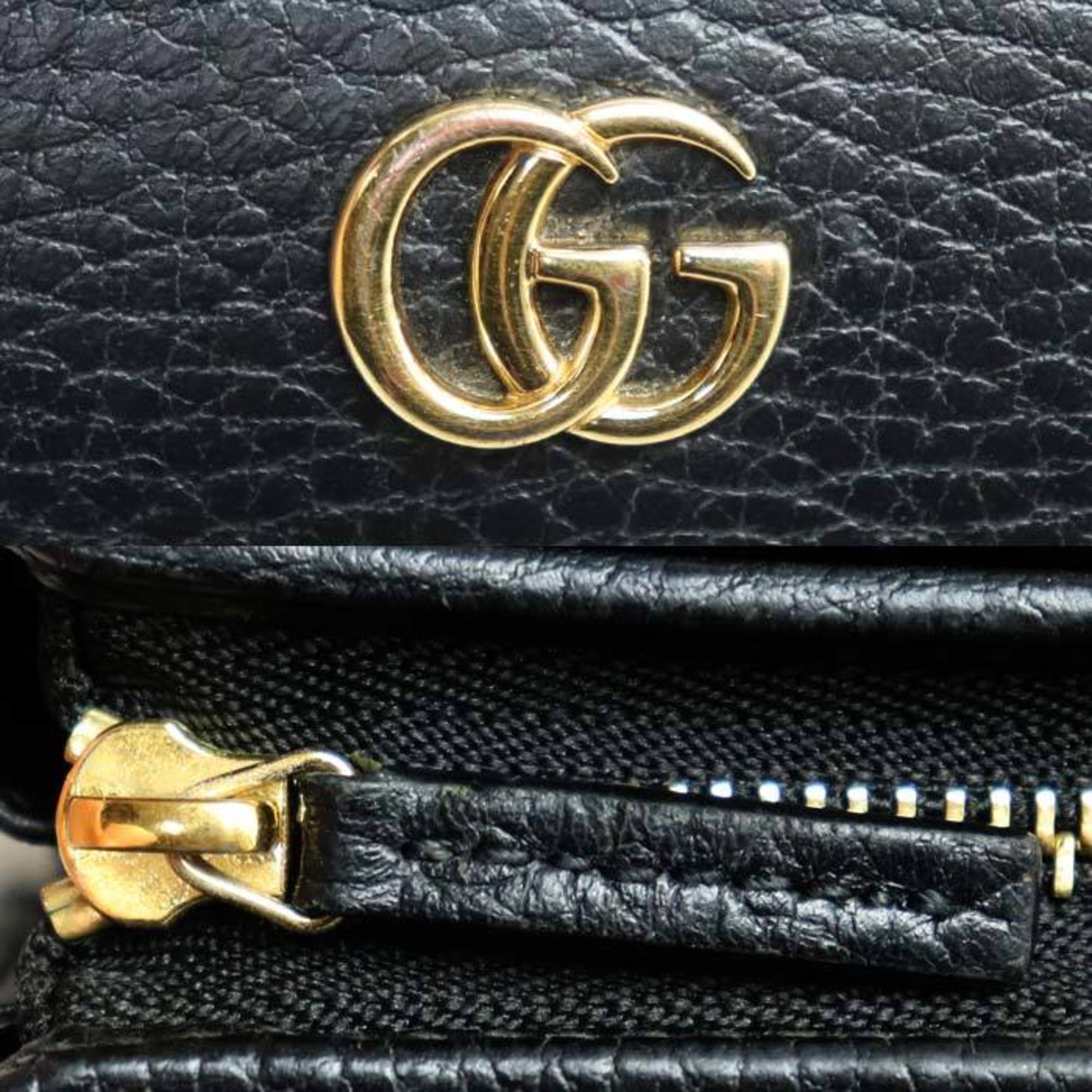 GUCCI Gucci Double G Card Case Wallet Black 456126 CAO0G 1000 Women's