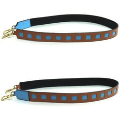 LOEWE Anagram Bicolor Shoulder Strap Brown/Light Blue Total Length 88cm Women's