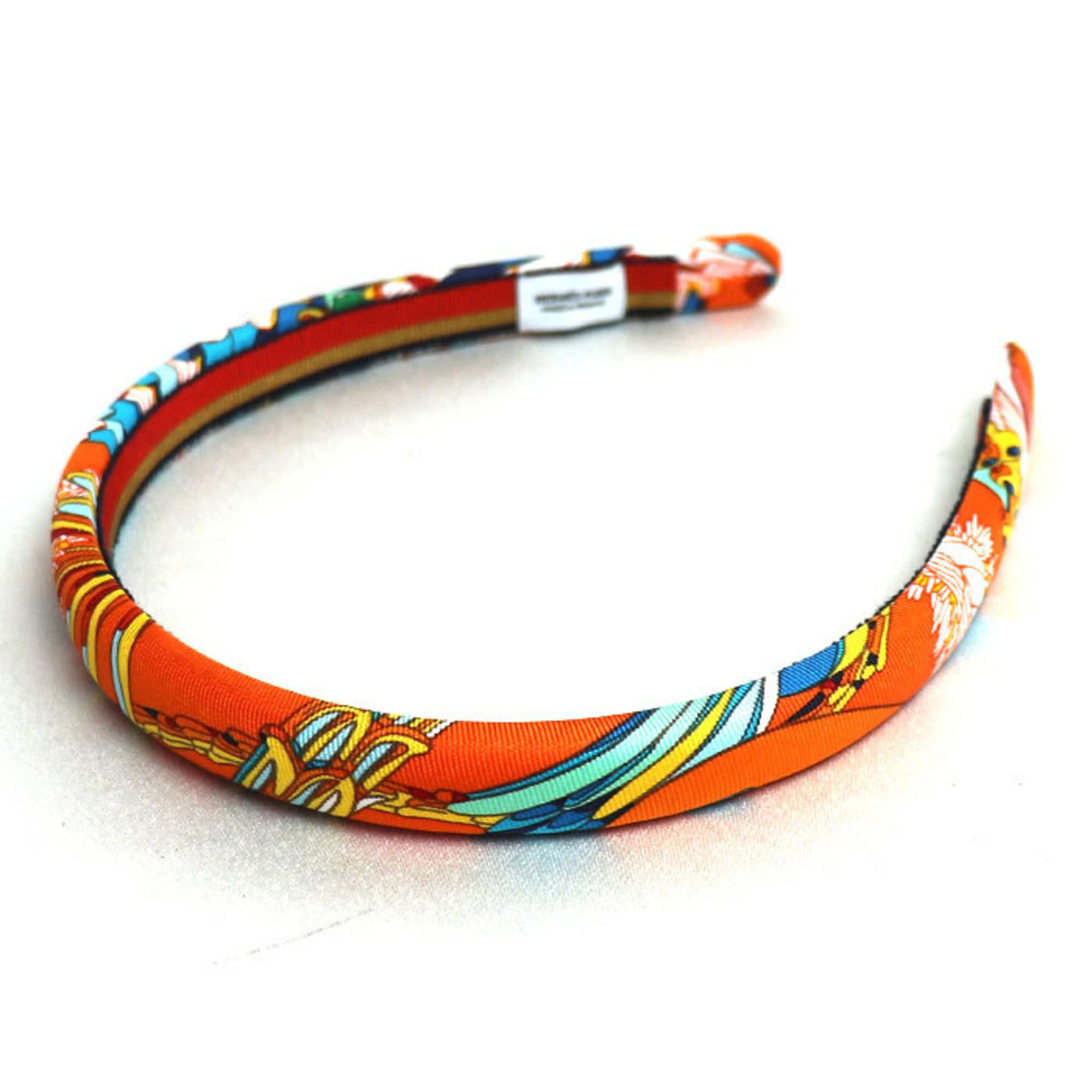 HERMES Silk Headband Orange Hair for Women