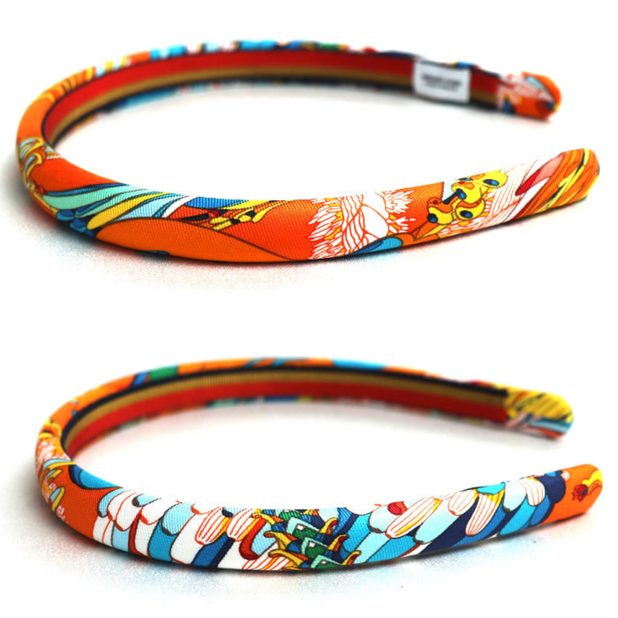 HERMES Silk Headband Orange Hair for Women